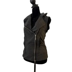 Hard Tail Sleeveless Vest Jacket Womens XS Gray Moto Chic Biker Asymmetrical NEW